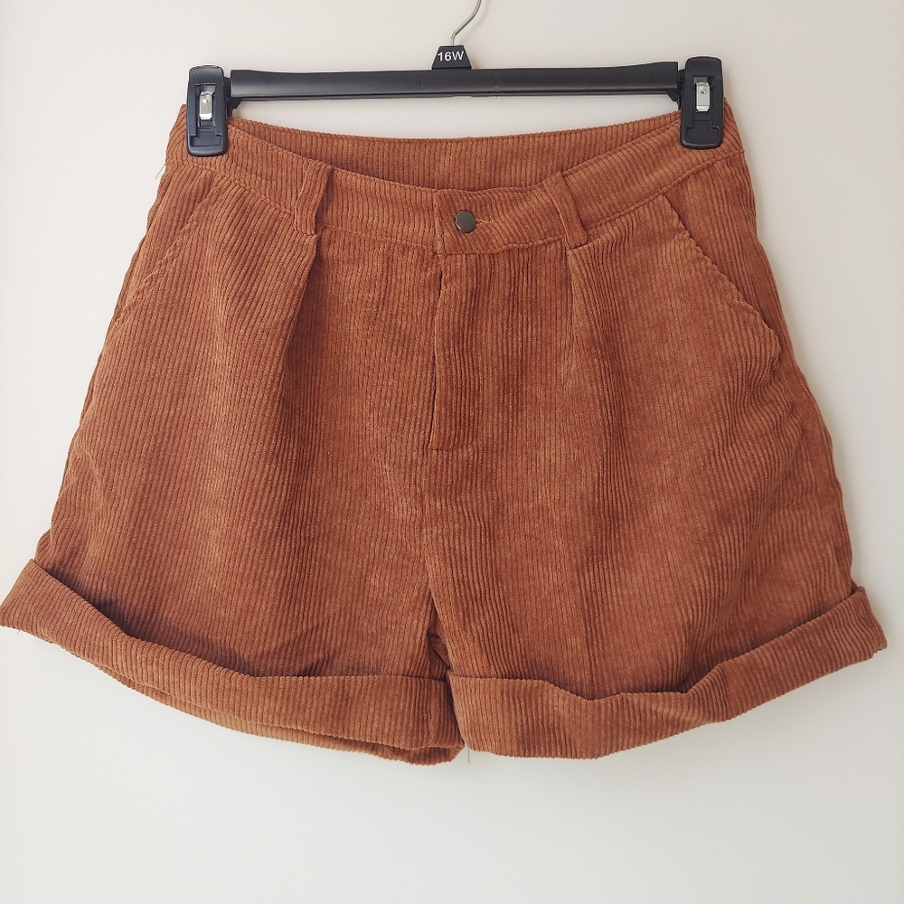 ROMWE Never Worn High Waisted Rust Corduroy Shorts